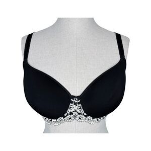 Wacoal Embrace Lace Bra sz 34D * Black & White T-Shirt Bra Lace Band Smooth Cups